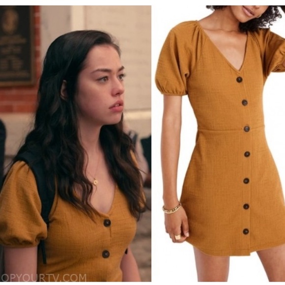 Madewell Button Down Mustard Dress - Picture 4 of 5